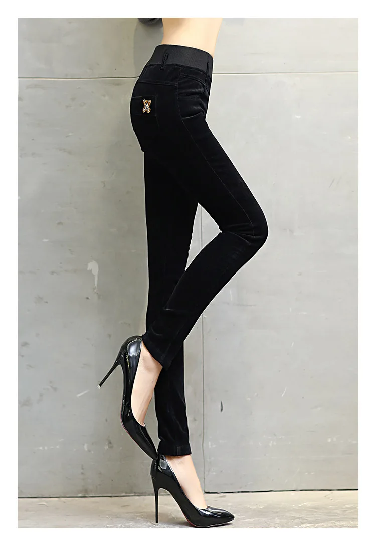Модные бархатные повседневные брюки с высокой талией; вельветовые брюки; Прямые брюки; Стрейчевые узкие брюки; большие размеры
