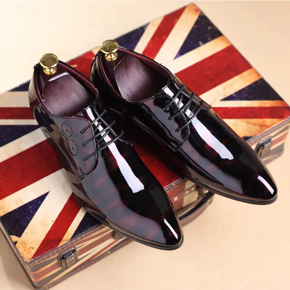 Mode Oxford Cuir 3848 Hommes Taille red En Marié Grande Nouveaux Qffaz Ombre 2018 Mariage Blue gray Chaussures S'habillent Verni De Luxe 6gybf7