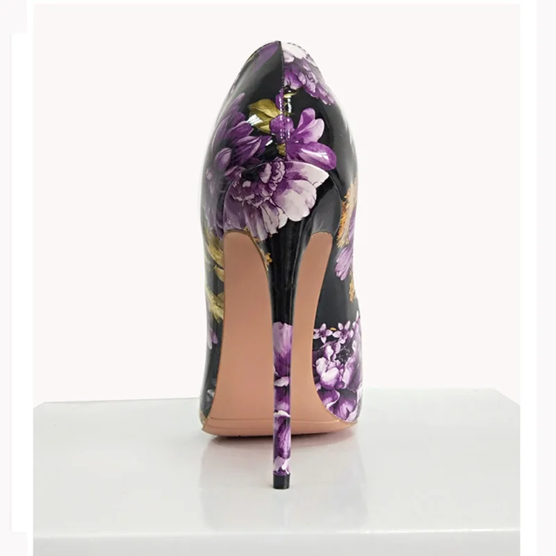 Carollabelly/стильные женские туфли-лодочки; элегантные туфли-лодочки с острым носком на тонком каблуке с ручной печатью; женская обувь размера плюс 4-14