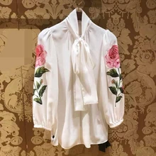 New family with the same flower bow long sleeved Yuanyuan jacket temperament chiffon shirt woman New family with the same flower bow long sleeved Yuanyuan jacket temperament chiffon shirt woman