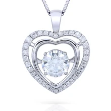 TRNASGEMS 2.3ctw Carat Lab Grown DF Moissanite Diamond Solid 18K White Gold Pendant Necklace Wedding Birthday Gift