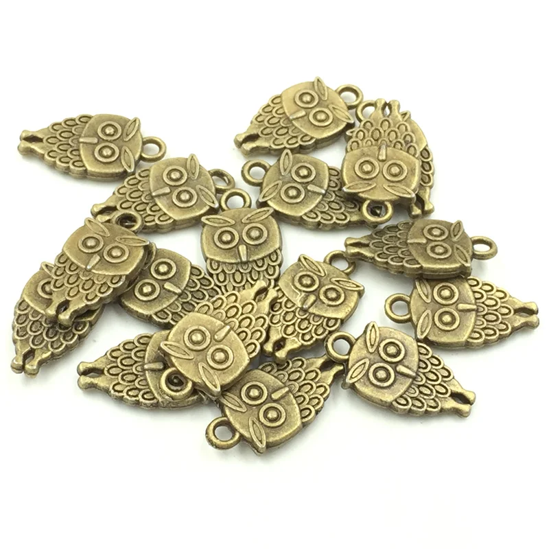

10Pcs Bronze Tone Owl Hibou Animal Charm Pendants Breloque Jewelry Making 18x9mm