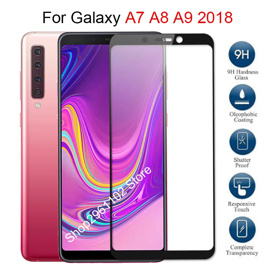 

full cover for samsung galaxy a 8 2018 glass tempered glas on the galaxy a9 a7 a8 plus 2018 screen protector film 9a 7a 8a a920