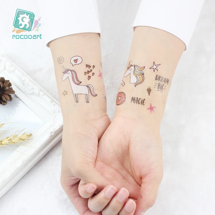 15 шт./компл. Детские татуировки Стикеры мультфильм Tatuajes временные Детские Водонепроницаемый поддельные татуировки ручной Taty милый Единорог и Серебрянного цвета татуаж для боди-арта