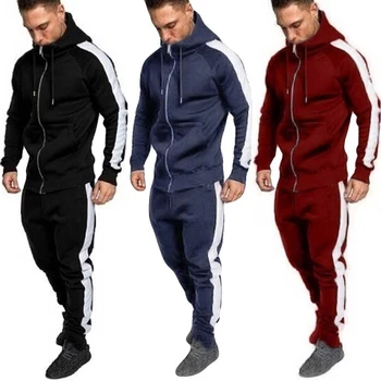 

Plus Size Men Set Fashion Striped Patchwork Sportwear 2 Pieces Suit Casual Pockets Hoodies Sweatshirt Sweatpants Mens Tracksuit