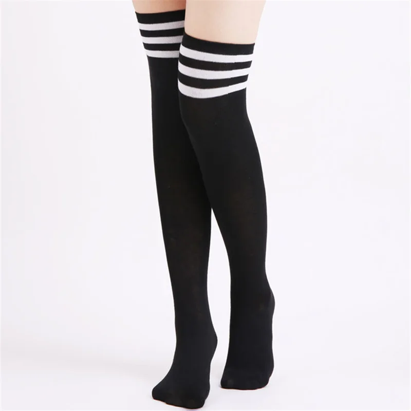 

Autumn Striped Long Over Knee High Socks Women Cotton Thigh High Stockings Sexy Girls Student Socks Costume Sexy School Costumes