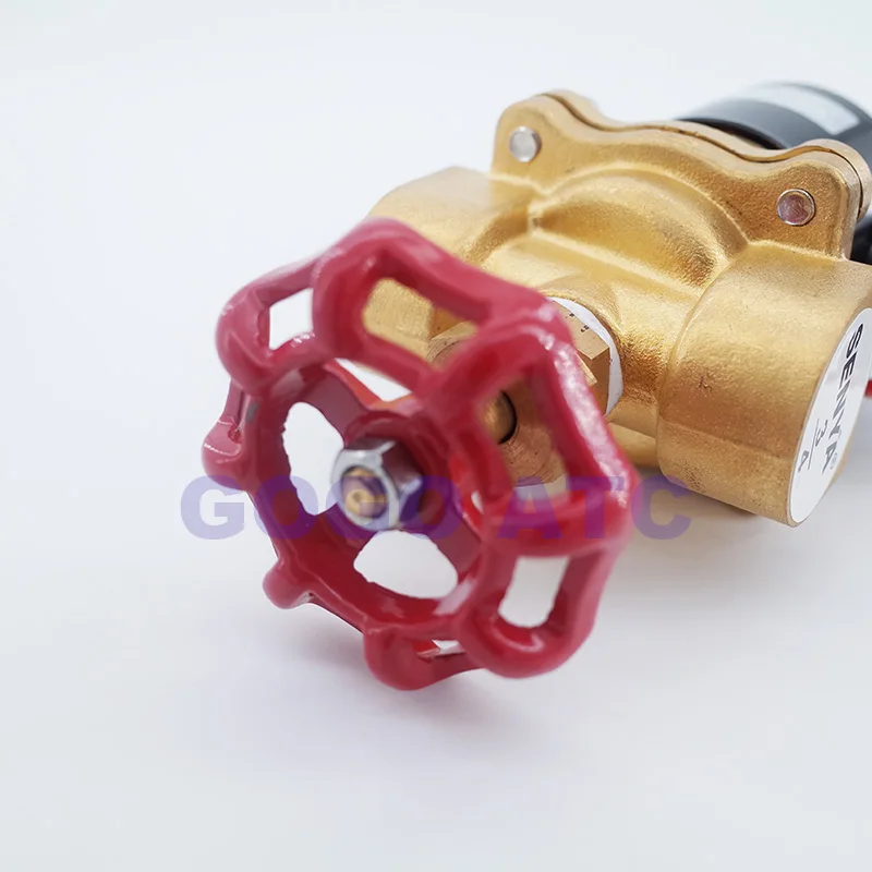 2 варианта воздуха Газ воды Медный Соленоидный клапан с ручной аварийный выключатель G1/2 3/" дюймов нормально закрытый полный медный браслет клапан провода