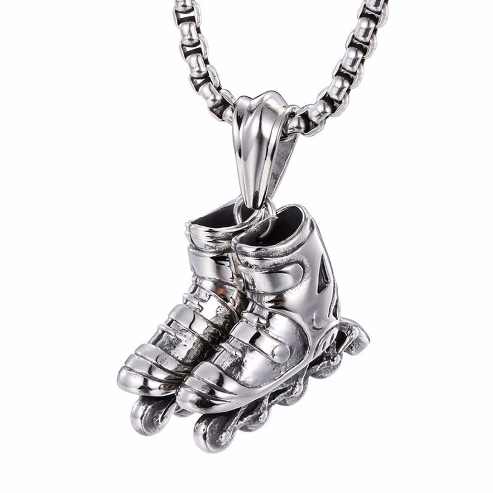 Nueva joyería de moda elegante la abuelita Mini patines zapatos de patinaje colgante Acero inoxidable plata collar de ruedas regalo de mujer de los - AliExpress