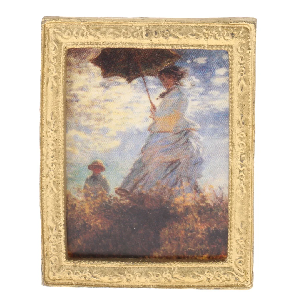 Handcrafted Vintage 1/12th Painting Frame Walls Poster Photo Frame With Miniature Easel Stands for Dolls House Life Scene Decor