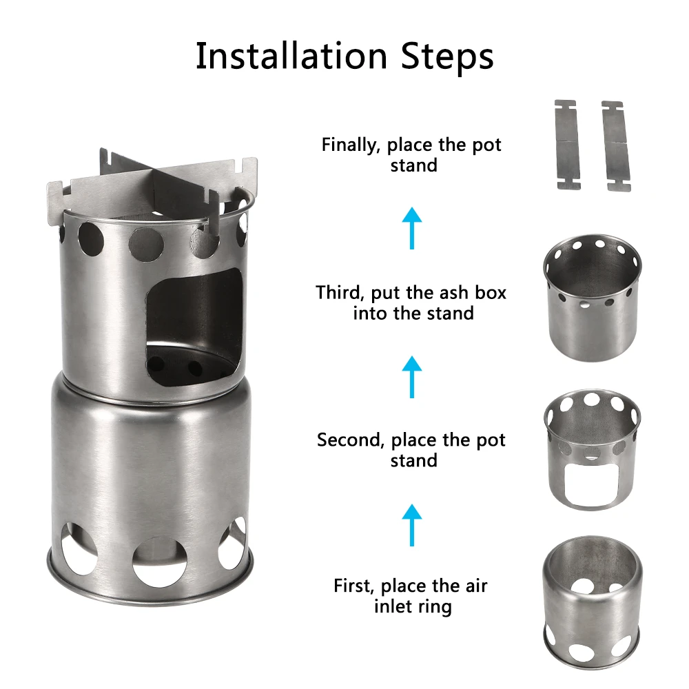 Напольная титановая походная дровяная горелка складывающаяся альпинистская печь набор посуды для кемпинга 1100 мл кружка(опционально