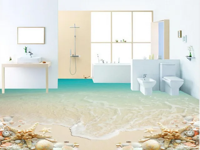 Wallpaper Pvc Beach Starfish Flooring Bathroom Waterproof Wallpaper Pvc Beach Starfish Flooring Bathroom Waterproof Floor