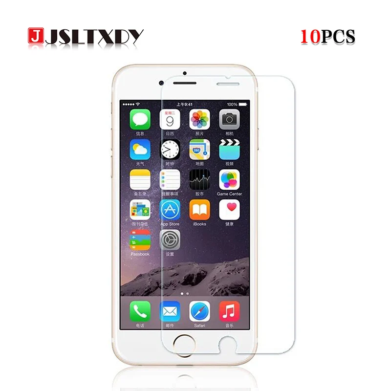 

10 pcs 9H tempered glass For iphone X 8 4s 5 5s SE 6 6s plus 7 plus screen protector protective guard film case cover+clean kits