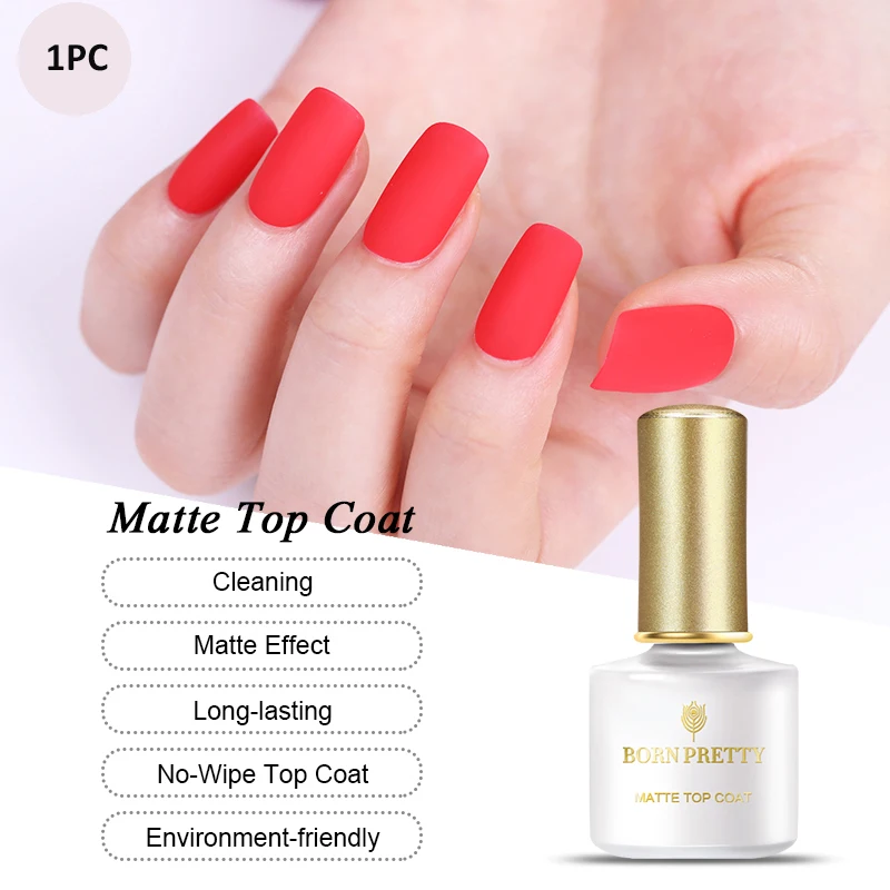 Matte Top Coat BORN PRETTY, 60 цветов, Матовый УФ-гель для ногтей, 6 мл, чистый цвет для ногтей, матовое верхнее покрытие, впитывается, Гель-лак для ногтей, маникюрный лак - Цвет: Matte Top Coat