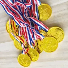 50 pçs/set crianças ouro plástico vencedores medalhas esportes dia festa saco prêmio prêmios brinquedos para crianças festa diversão suprimentos de alta qualidade