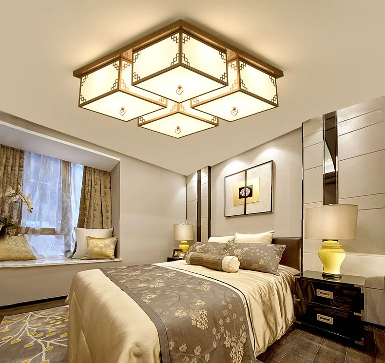 Retro bedroom lights modern new Chinese ceiling light LED rectangular
living room lights antique long ceiling lamps