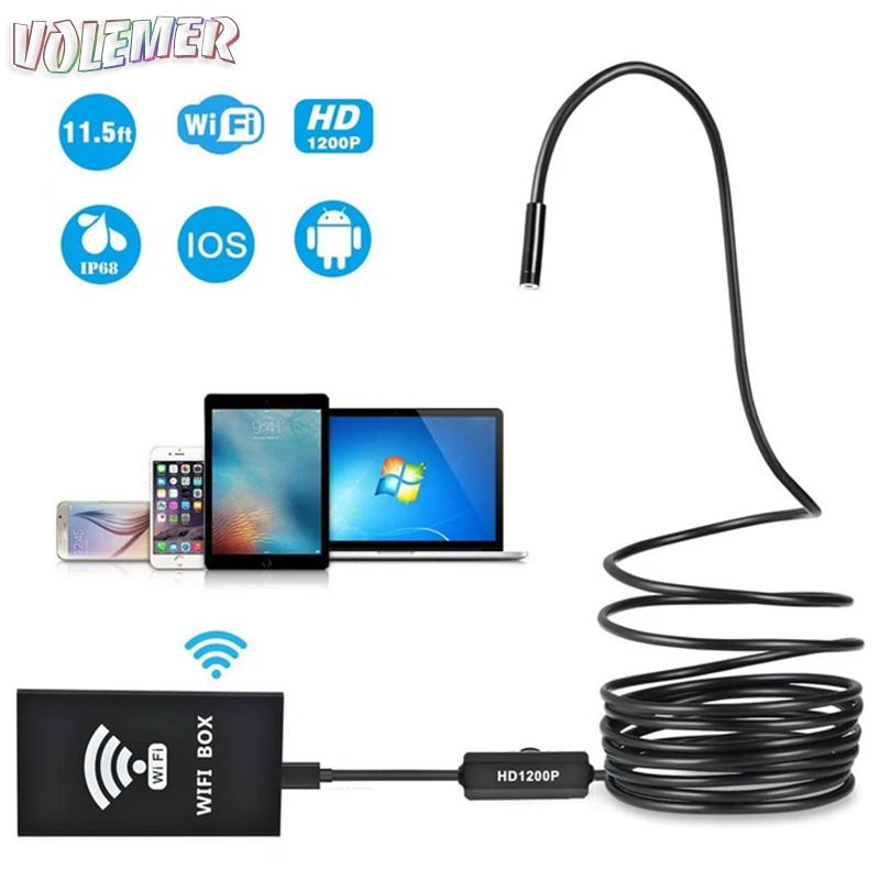 

Volemer F140 5.5MM Wifi camera endoscope IP68 Waterproof Semi Rigid Mini Camera Tube Inspection endoscope for Android IOS Phone