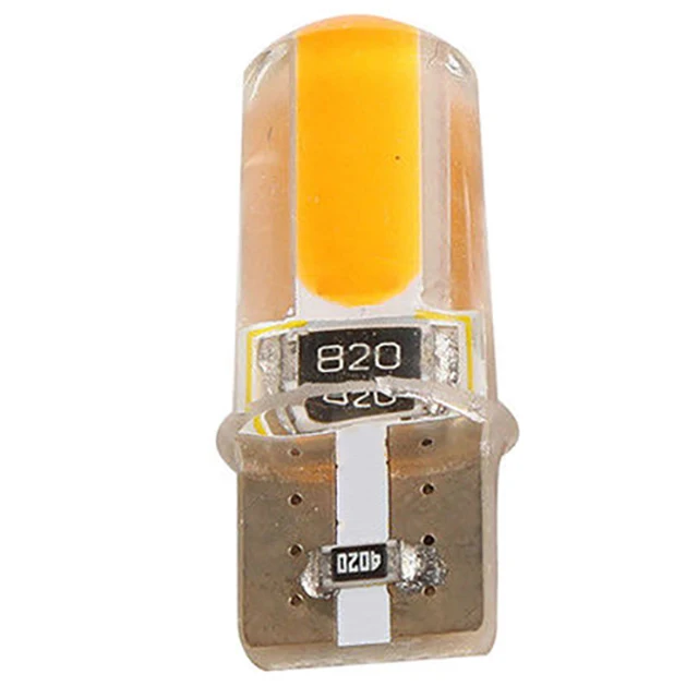 4pcs T10 194 168 W5W COB LED Car Canbus Silicone Width Side Marker License Plate Turn Clearance Lights Signal Lamp Bulb Amber 2