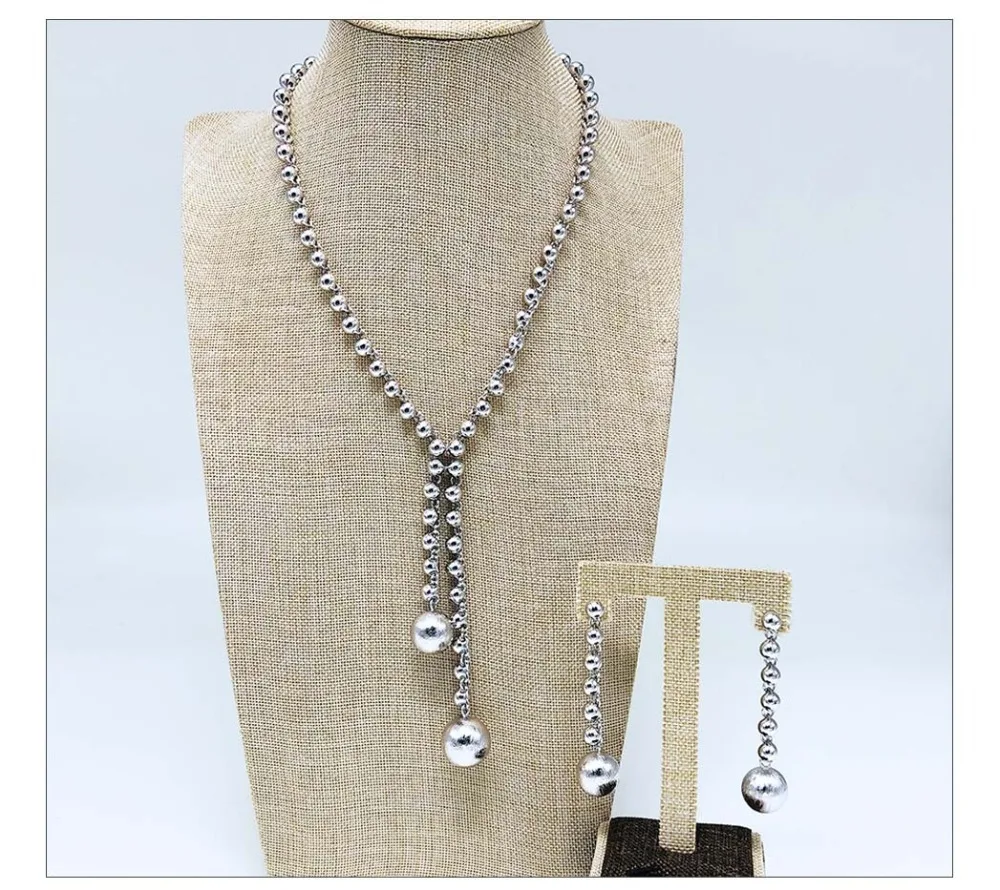 Viennois золото/серебро Цвет бисер кулон ожерелье бисер Висячие серьги Ювелирные наборы для женщин Свадебные