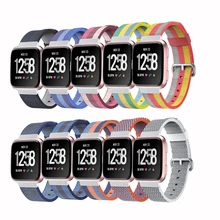 Тканые нейлон ткань спорт браслет ремешок для fitbit Versa Смарт-часы ремешок встроенный Quick Release контакты Регулируемый Длина