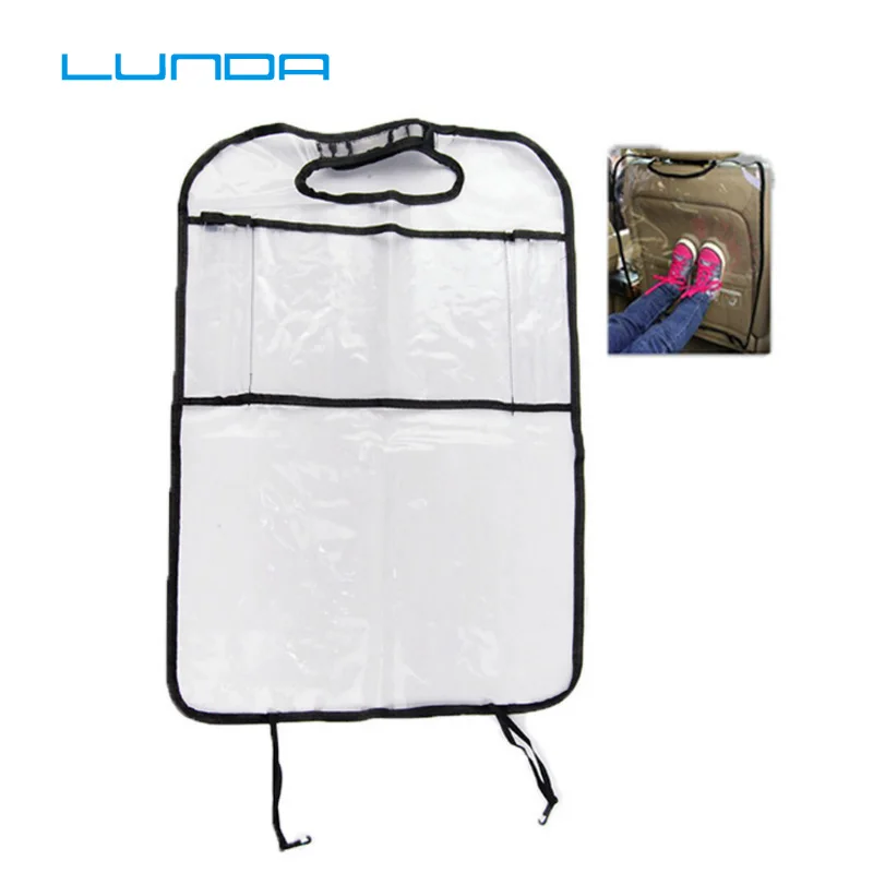 

TransparentThicken Environmental PVC Car Back Seat Protector Kids Child Seats Kicking Mat For ,With Organizer For Ipad and Drink