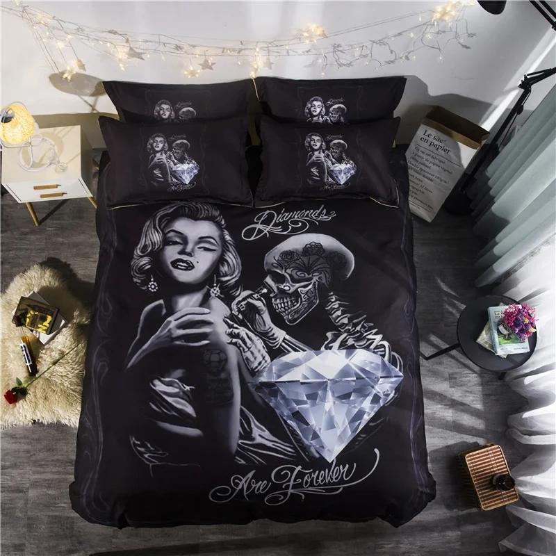 

Fanaijia skull Bedding Set queen size 3d skull Print Duvet Cover set with pillowcase AU US twin Bedbedline