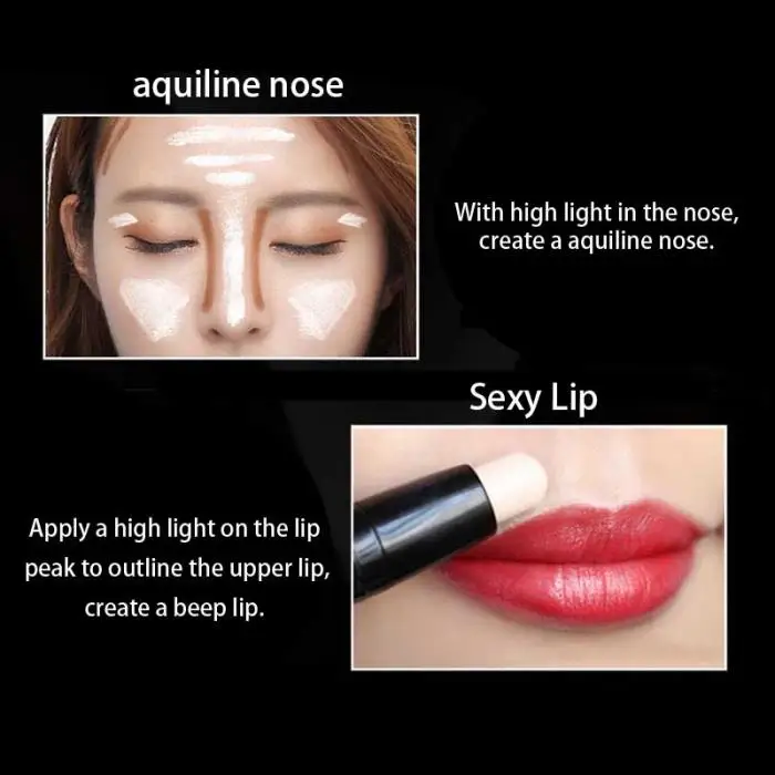 Sexy Double-end Makeup Natural Shimmer Cream Face Nose Party Foundation Concealer Highlight Contour Pen Stick Hot Sale