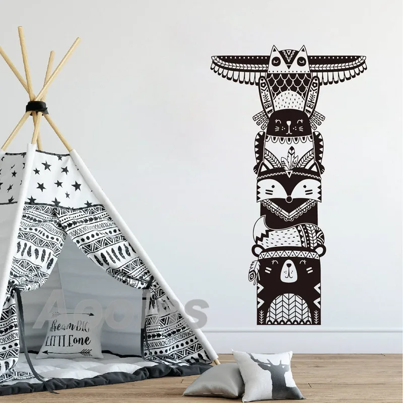 Totem Pole художественный Декор виниловая настенная наклейка лесные животные