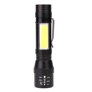

Telescopic Focusing T6 + COB Double Light Super Bright Flashlight Lantern Built-in battery and Micro USB charging