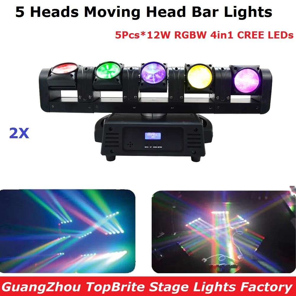 

2XLot Big Discount NEW 90W 5 Heads Moving Head Bar Light 5*12W RGBW 4IN1 Professional Stage Beam Light 90-240V Free Shipping