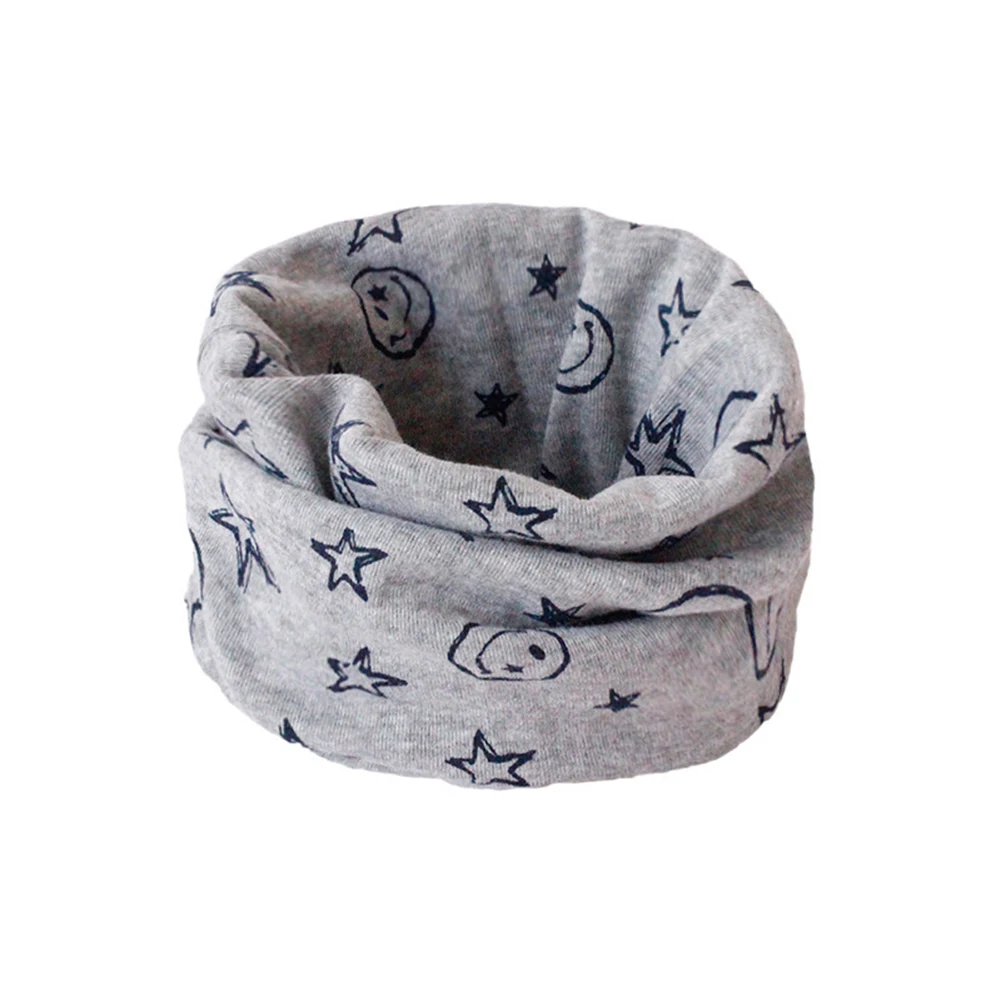 Hot Selling Children Warm Cotton Scarf Shawl Winter Cartoon Print Pattern Comfortable Scarf-B5 - Цвет: smile grey