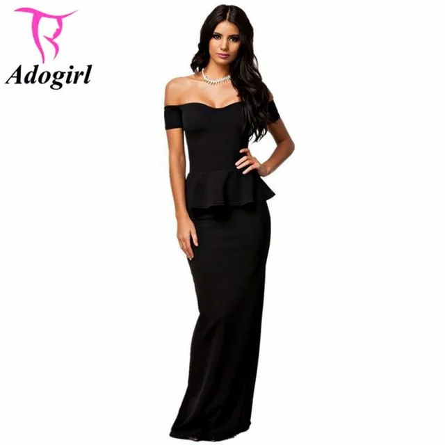Long Formal Peplum Dress
