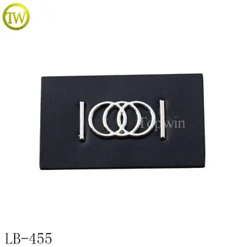 

LB455 Garment Embossed metal leather labels for leather shoes leather patch