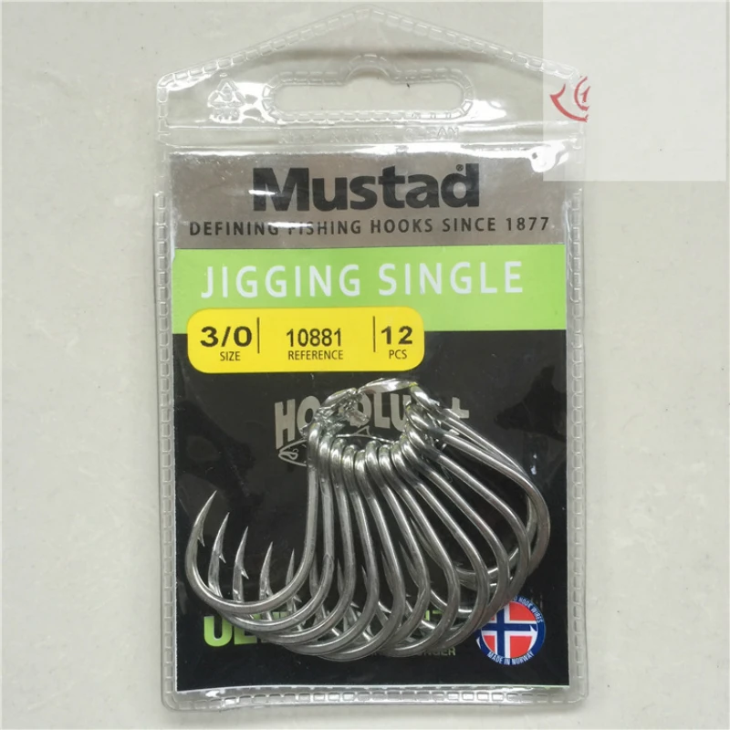 Anzol com Anel de Ferro Ganchos de Pesca Mustad Ganchos 10881 Ganchos Atum Iscas Jigbait Oceano Gaint Arenque Preto Fish Hooks Placa Jigging 2 1 0-11 0 jigging único mar ganchos