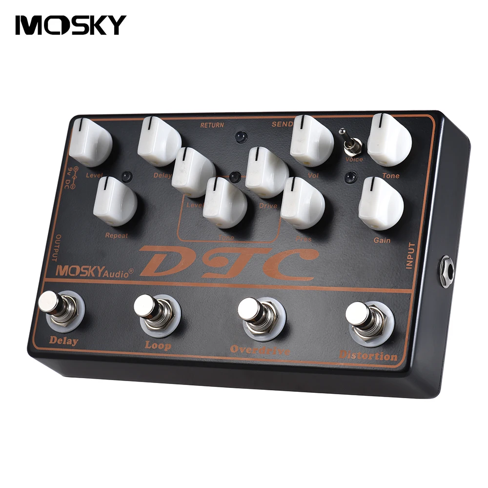 MOSKY DTC 4-в-1 Электрогитары для создания спецэффектов искажения+ Overdrive+ петли+ задержки строки Гитары аксессуары Гитары для езды на велосипеде