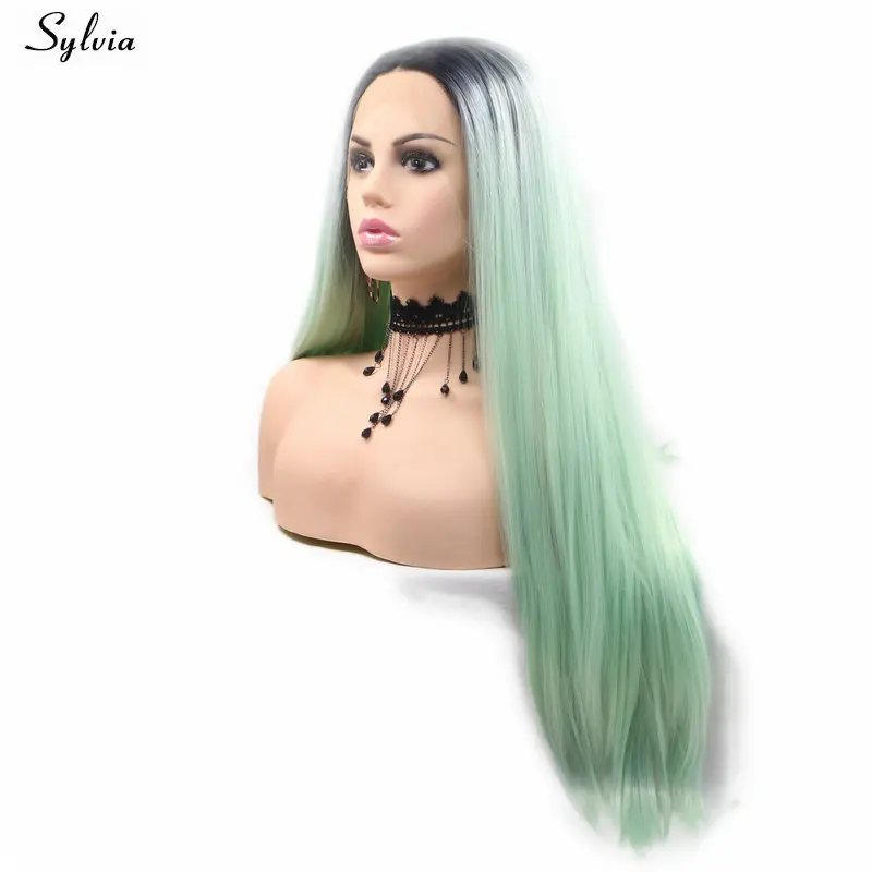 Sylvia химическое Синтетические волосы на кружеве парики прямых волос для Для женщин Natura волосяного покрова бесклеевого высокое Температура