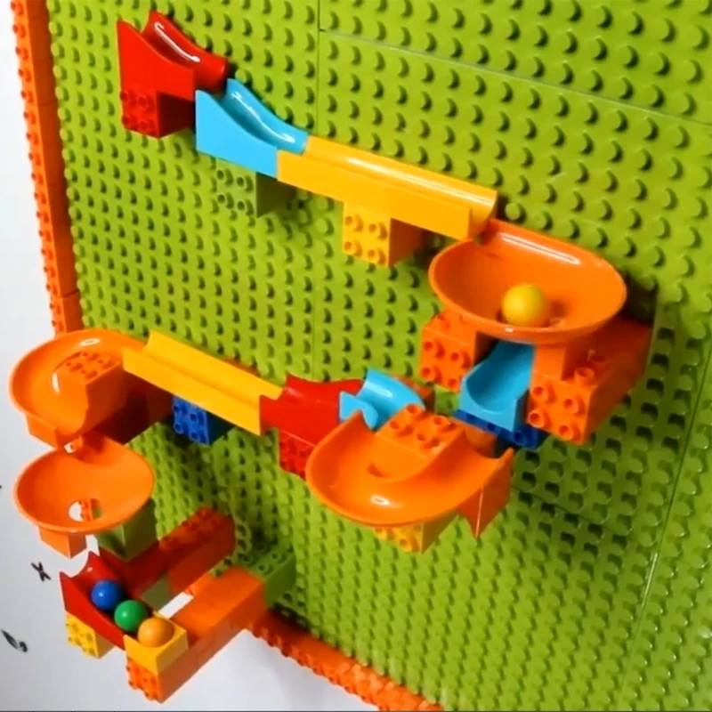 32Pcslot LegoINGly Duplo Building Block Wall BasePlate Designer Marble Race Run Blocks Educational Toys For Kids Christmas Gifts 