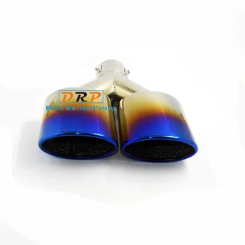 

Hot Selling muffler tail 1 to 2 Dual Pipe stainless steel Car Rear Exhuast Tail Throat Plating Blue for various models