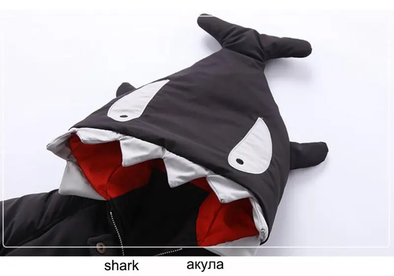 CROAL CHERIE 80-130cm Shark Modeling Kids Winter Jackets And Coats Hooded Outerwear Coats For Baby Children Clothes  (3)