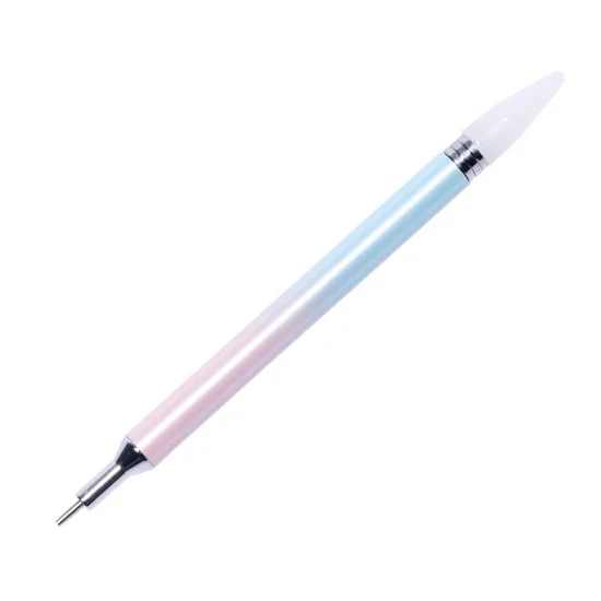 1 шт., 2 головки, восковая ручка для раскрашивания, ручка русалки для подбора, 3D бусины для ногтей, клей, сталь, инструменты для ногтей, полная красота CH656 - Цвет: Синий