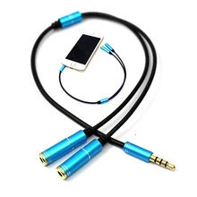 1PC 3.5mm 1 in 2 Couples Audio Line Earbud Headset Headphone Earphone Splitter for Pad Phone Android Mobile MP3 Black Red Blue