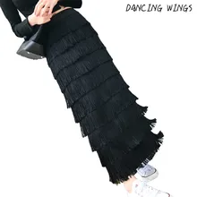 Осенние и зимние милые женские юбки с высокой талией, индивидуальная юбка с бахромой, подходящая ко всему, длинные юбки, Jupe femme