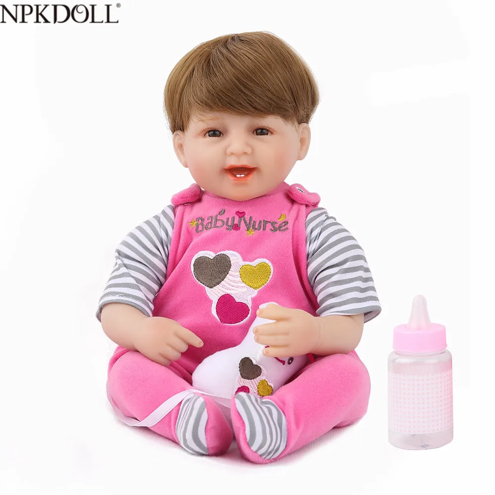 

NPKDOLL Reborn Baby Doll Lifelike Newborn Girl Pink Plush Toy Cloth Body Silicone Limbs 16 Inch Christmas Gift Bebe Reborn