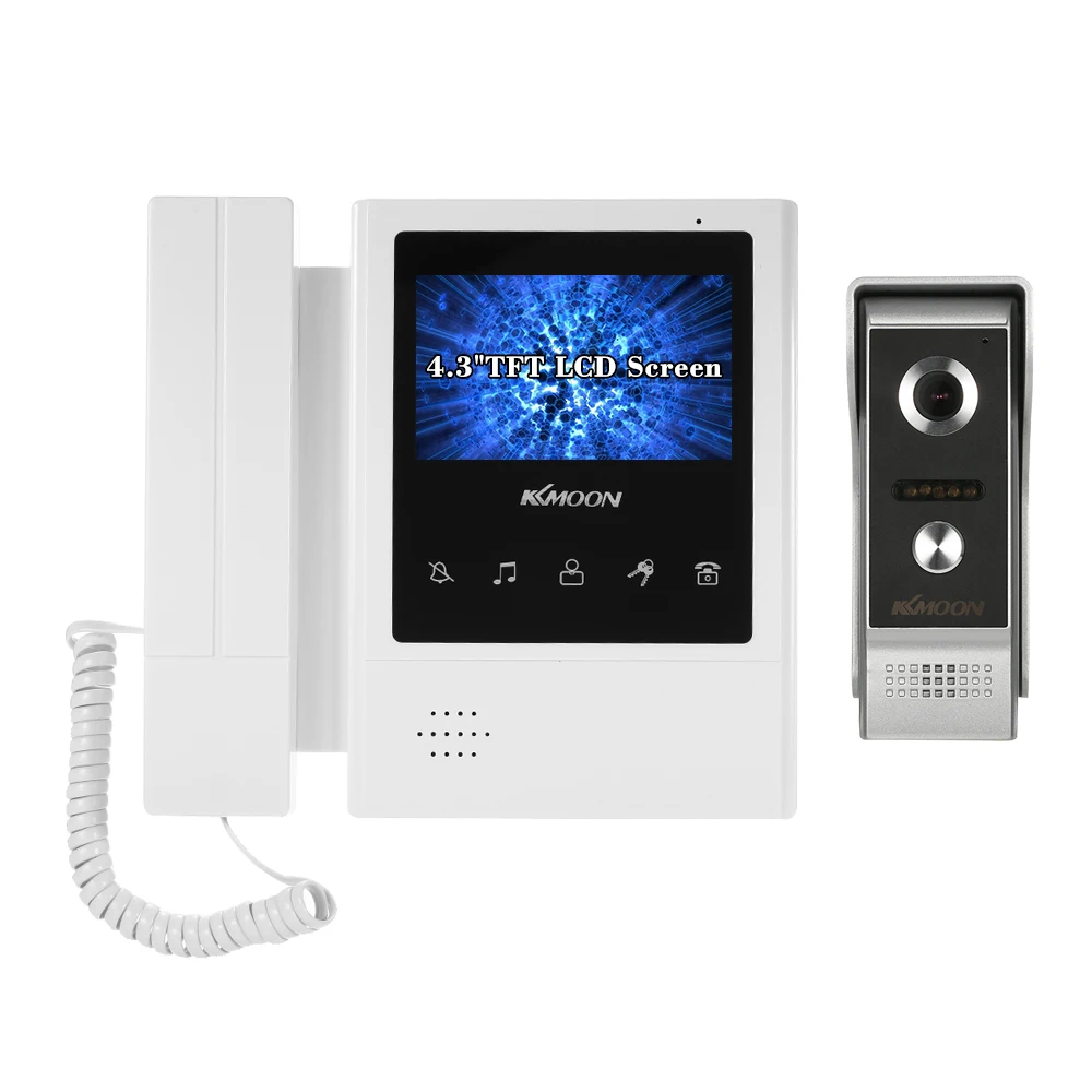 

KKmoon 4.3 Inch LCD Monitor Wired Video Intercom Doorbell Kits Support Night Vision Camera Two-way Audio Rainproof