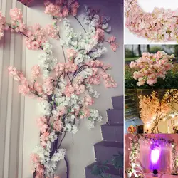 3 Branchlets High-end силиконовые искусственные цветы искусственные поддельные Cherry Blossom Свадебные украшения в спальню Свадьба Вечерние Главная