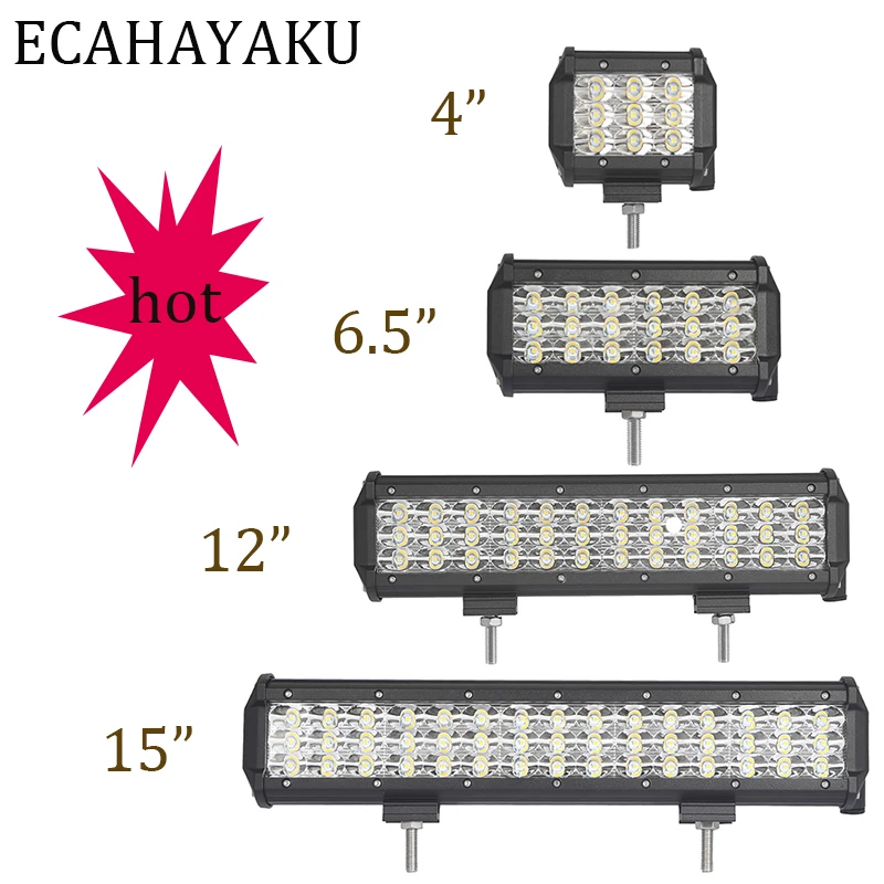 ECAHAYAKU 27 Вт 54 108 ВТ 135 3 ряда светодиодный рабочий свет бар 4x4 внедорожный для