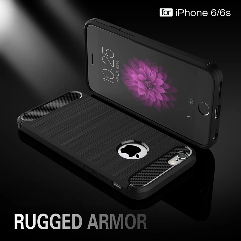 Soft Armor Silicon Case For iPhone 6 Plus Cover Luxury TPU Brushed Carbon Fiber Back Coque | Мобильные телефоны и