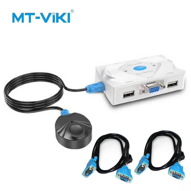 

MT-VIKI 2 VGA KVM Switches VGA Switcher USB Mouse and Keyboard Sharing 3 Switching Methods Automatically Identify MT-201KL