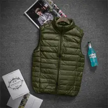 Сверхлегкий пуховик, новинка, ветронепроницаемый, с капюшоном,, для мужчин, белый утиный пух, куртки для мужчин, Осень-зима, теплое пальто, без рукавов, одежда для мужчин