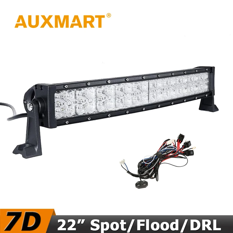 

Auxmart LED Light Bar 7D Curved 22 inch 200W Combo Beam LED Work Light Bar Offroad Driving Cross Fit Truck RZR ATV Tractor