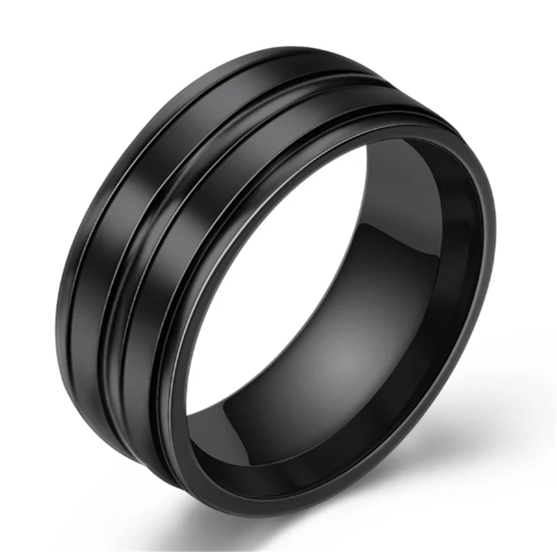 Черное, золотое, серебряное кольцо из нержавеющей стали, модное мужское кольцо на указательный палец, 8 мм, широкое круглое декоративное кольцо, никогда не выцветает, на заказ